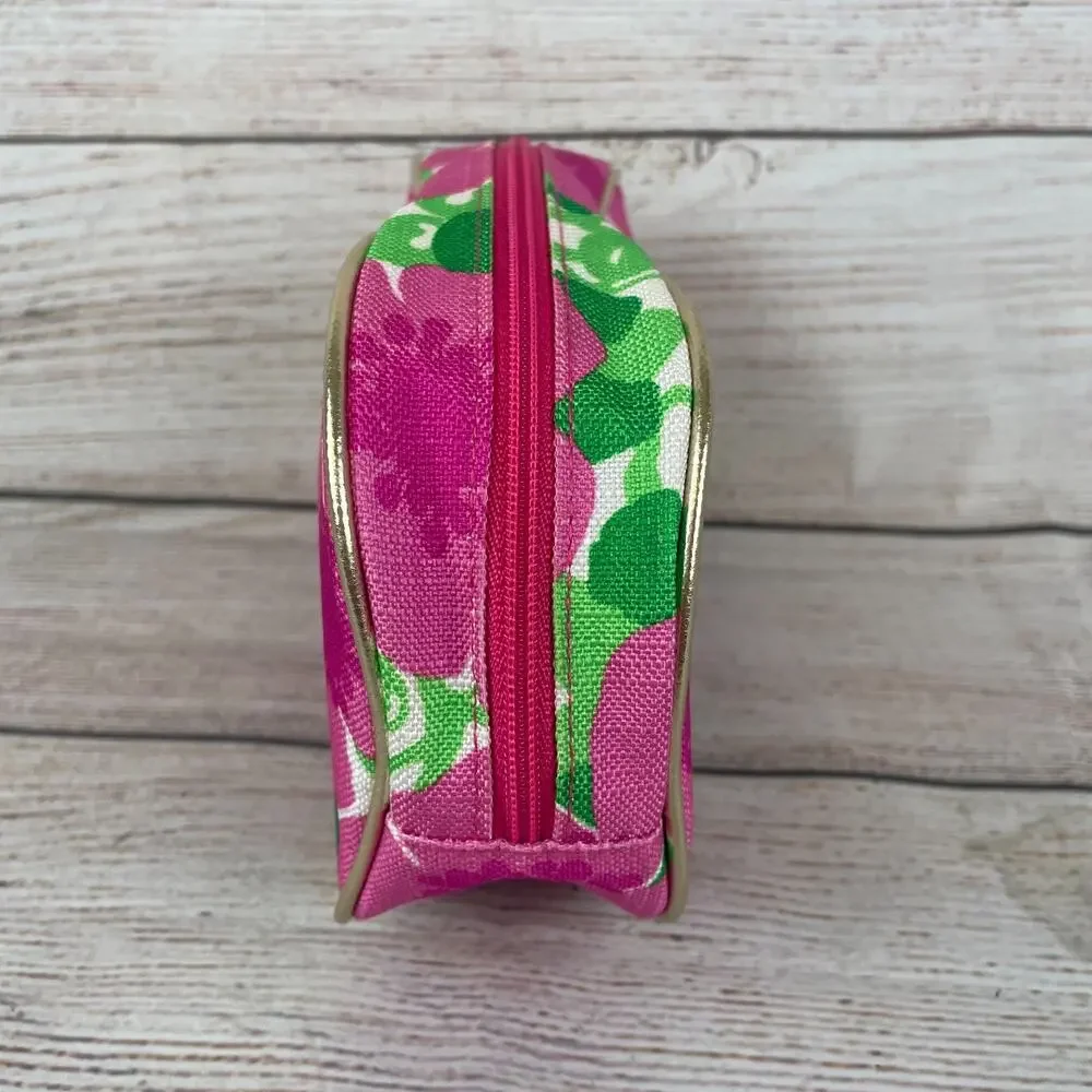Lilly Pulitzer for Estee Lauder Pink Floral Cosmetic Travel Makeup Bag Zip